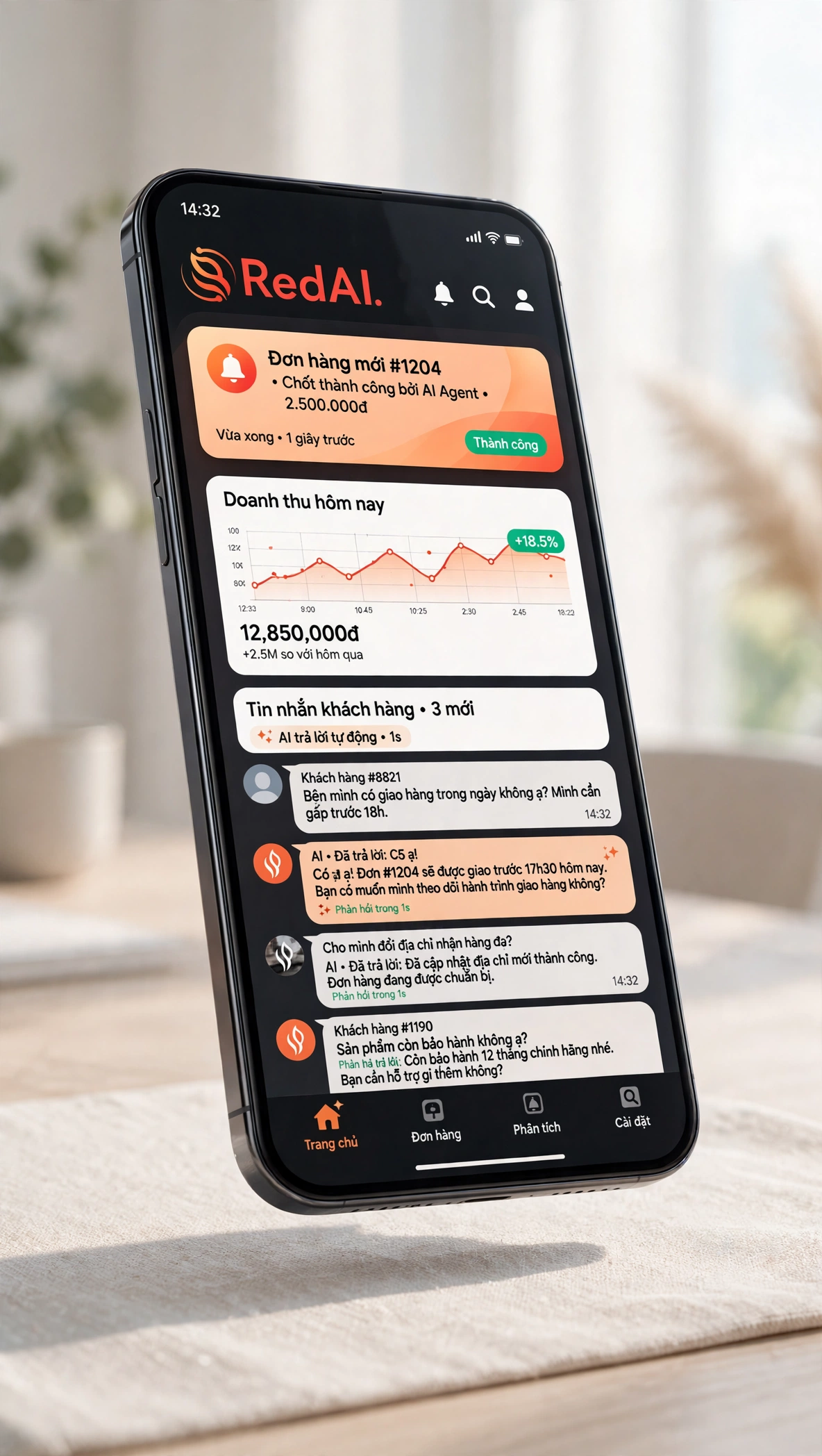 Mobile App RedAI Quản Trị Đơn Hàng