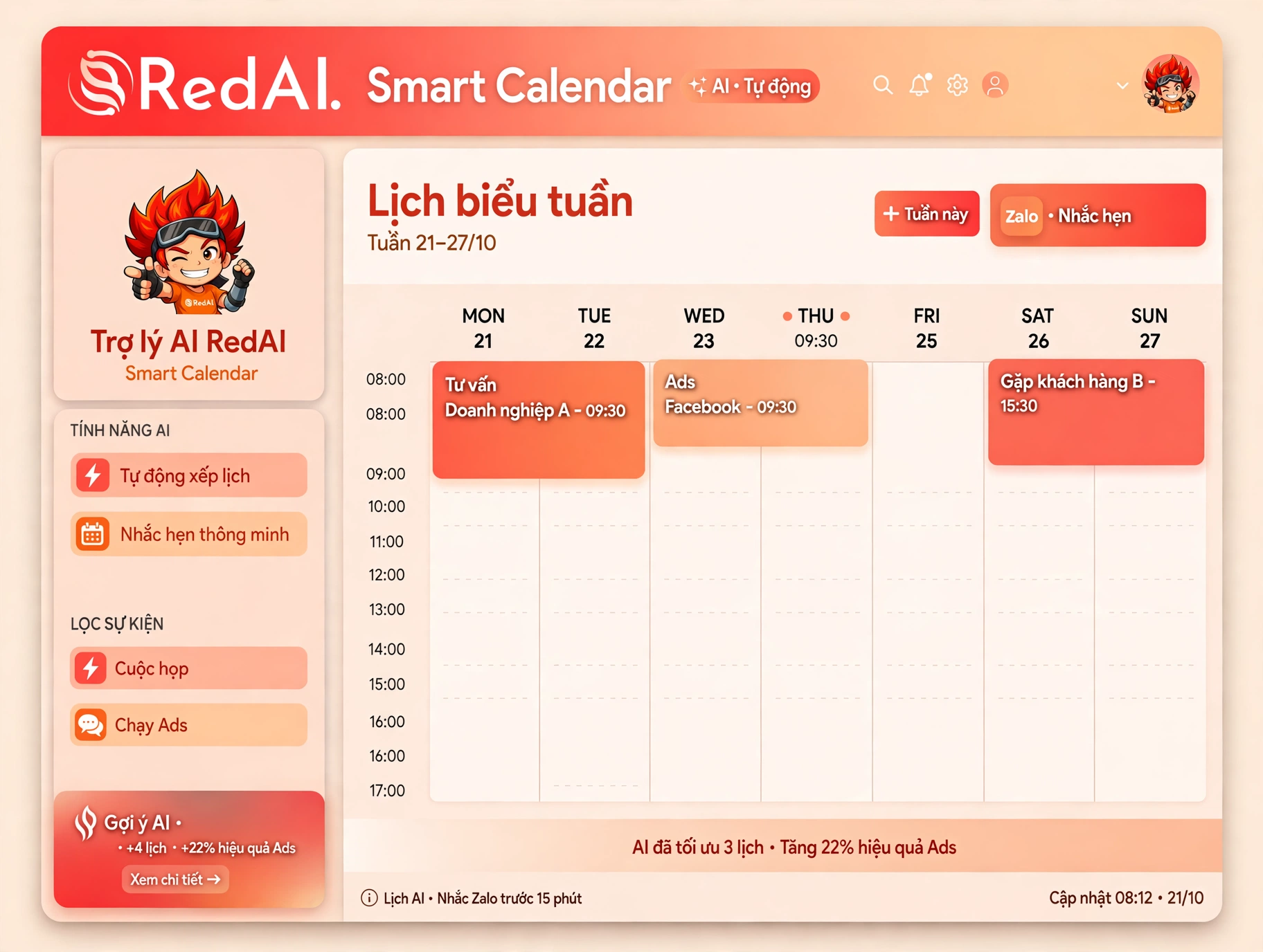 Lịch Biểu Thông Minh RedAI Smart Calendar
